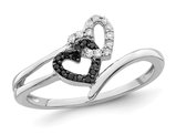 Black & White Diamond Accent Heart Promise Ring in Sterling Silver